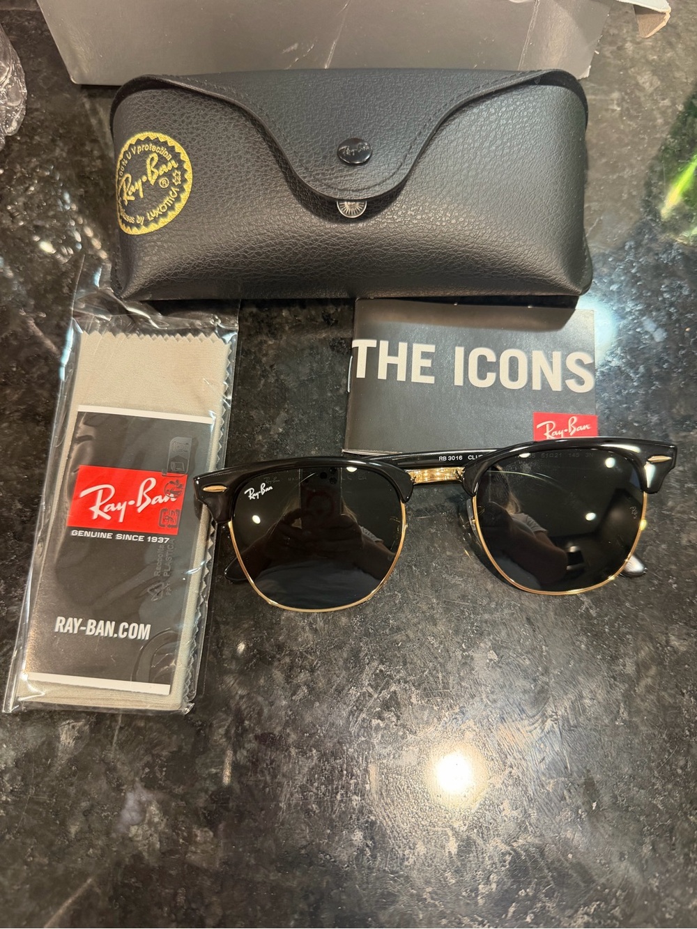 Ray-Ban Clubmaster Sunglasses - Black and Gold